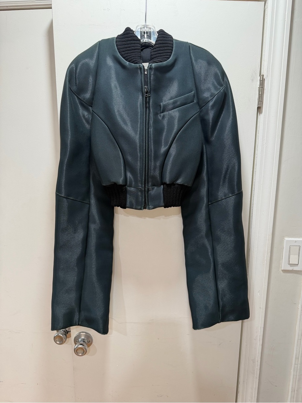 Maison Martin Margiela Rare Runway Cropped Bomber Jacket in Deep Teal